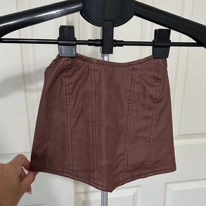 Edikted Chocolate Brown Faux Leather Corset Crop Top